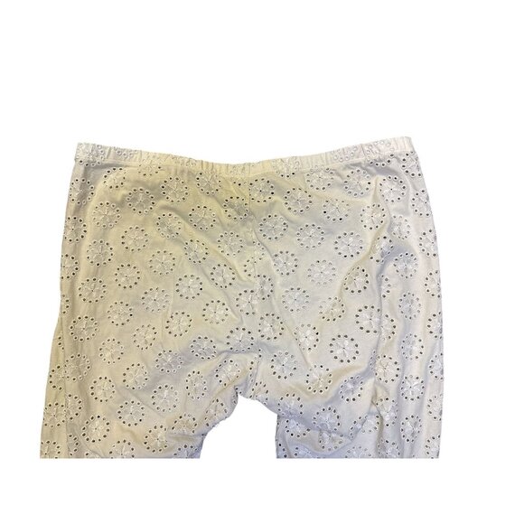 Johnny Was White Eyelet Embroidered Cotton Elastic Waist Pants Size L - Picture 5 of 7